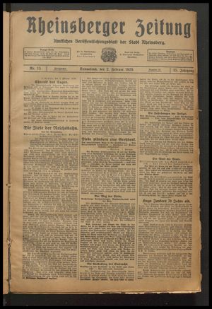 Rheinsberger Zeitung on Feb 2, 1929