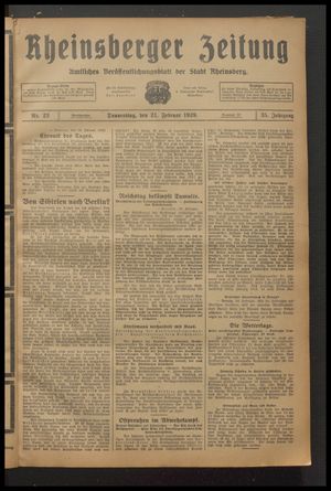 Rheinsberger Zeitung vom 21.02.1929