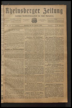 Rheinsberger Zeitung vom 26.02.1929