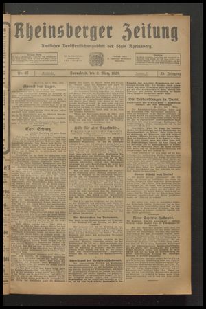 Rheinsberger Zeitung vom 02.03.1929