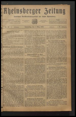 Rheinsberger Zeitung vom 07.03.1929