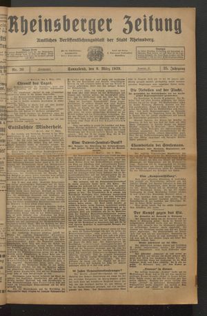 Rheinsberger Zeitung vom 09.03.1929