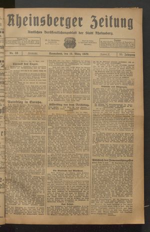 Rheinsberger Zeitung vom 16.03.1929