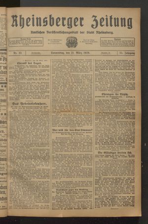 Rheinsberger Zeitung vom 21.03.1929