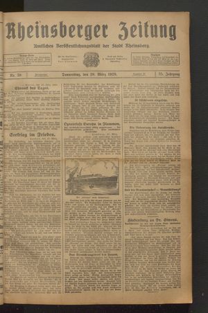 Rheinsberger Zeitung vom 28.03.1929