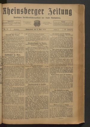 Rheinsberger Zeitung vom 04.05.1929