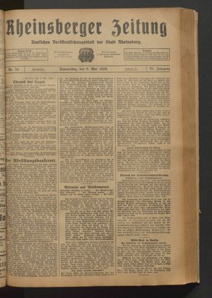 Rheinsberger Zeitung vom 09.05.1929