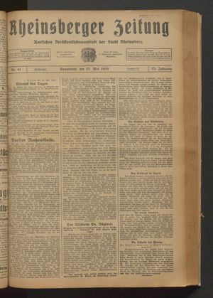 Rheinsberger Zeitung on May 25, 1929