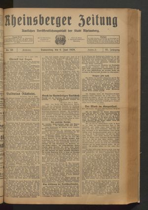 Rheinsberger Zeitung vom 06.06.1929