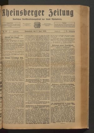 Rheinsberger Zeitung vom 08.06.1929
