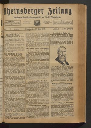 Rheinsberger Zeitung vom 18.06.1929