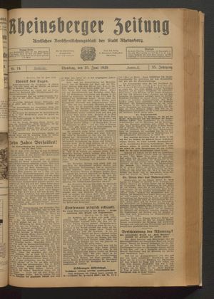 Rheinsberger Zeitung on Jun 25, 1929