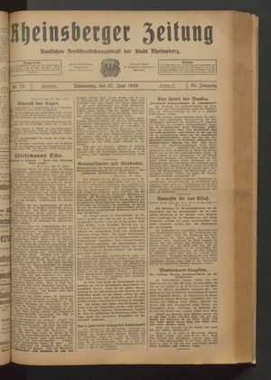 Rheinsberger Zeitung on Jun 27, 1929