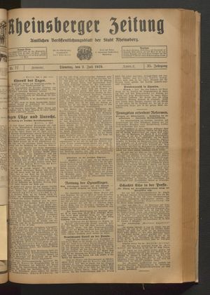 Rheinsberger Zeitung on Jul 2, 1929