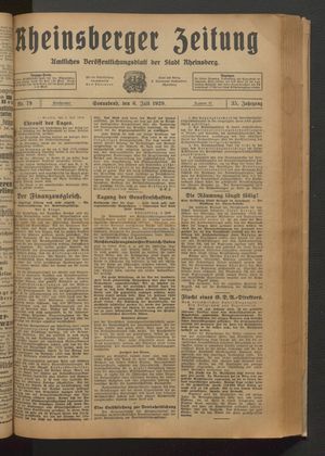 Rheinsberger Zeitung vom 06.07.1929
