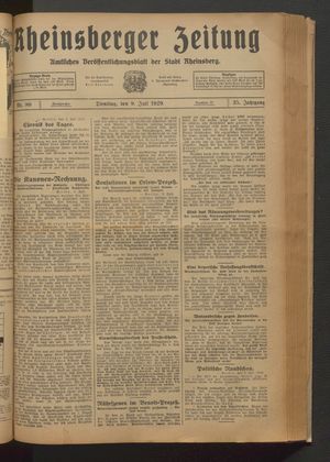 Rheinsberger Zeitung vom 09.07.1929