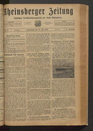 Rheinsberger Zeitung vom 25.07.1929