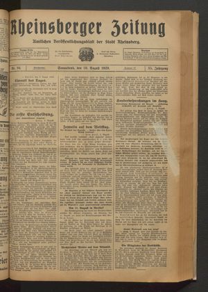 Rheinsberger Zeitung vom 10.08.1929