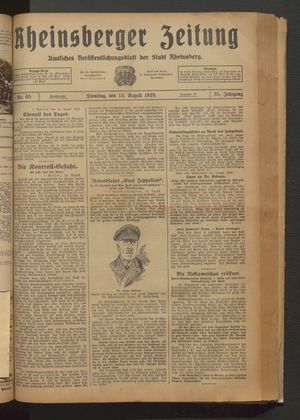 Rheinsberger Zeitung vom 13.08.1929