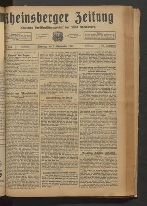 Rheinsberger Zeitung vom 03.09.1929