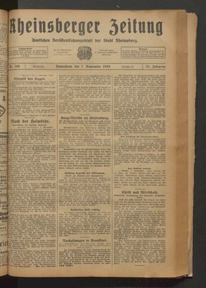 Rheinsberger Zeitung on Sep 7, 1929