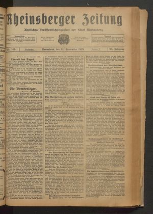 Rheinsberger Zeitung on Sep 14, 1929