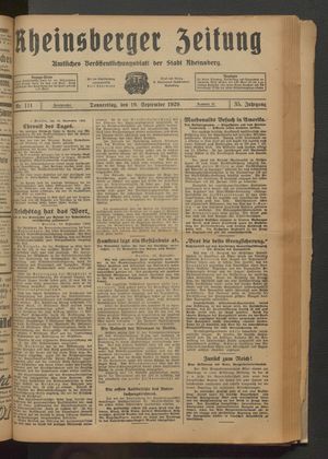 Rheinsberger Zeitung on Sep 19, 1929