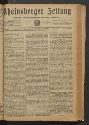 Rheinsberger Zeitung vom 26.09.1929