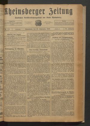Rheinsberger Zeitung vom 28.09.1929