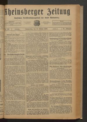 Rheinsberger Zeitung on Oct 10, 1929