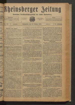 Rheinsberger Zeitung vom 12.10.1929