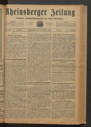 Rheinsberger Zeitung vom 19.10.1929