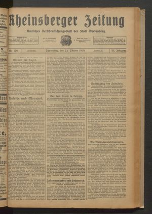 Rheinsberger Zeitung vom 24.10.1929