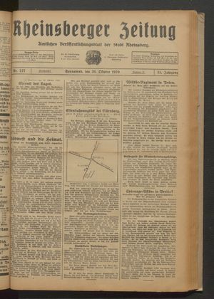 Rheinsberger Zeitung vom 26.10.1929