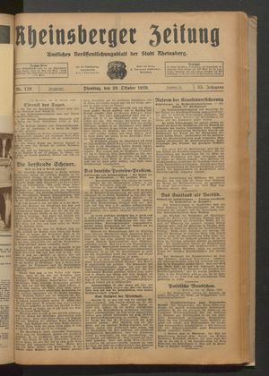 Rheinsberger Zeitung vom 29.10.1929