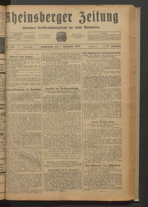 Rheinsberger Zeitung vom 07.11.1929