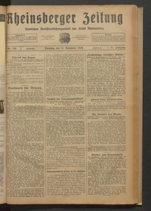 Rheinsberger Zeitung on Nov 12, 1929