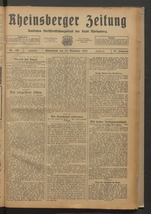 Rheinsberger Zeitung vom 23.11.1929