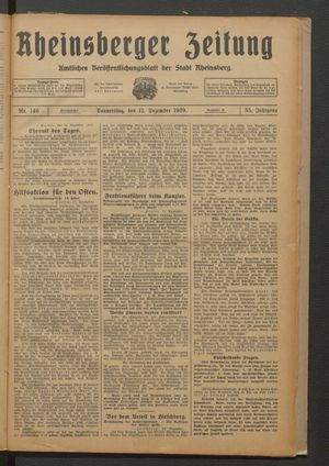 Rheinsberger Zeitung vom 12.12.1929