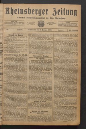 Rheinsberger Zeitung vom 08.02.1930