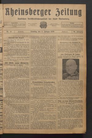 Rheinsberger Zeitung vom 11.02.1930
