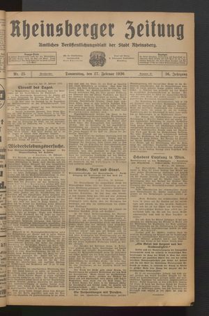 Rheinsberger Zeitung vom 27.02.1930