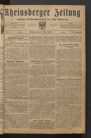 Rheinsberger Zeitung vom 11.03.1930