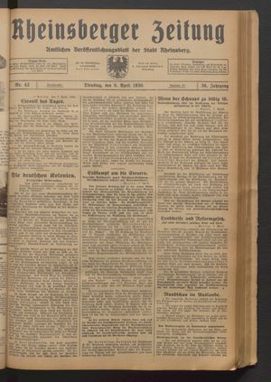 Rheinsberger Zeitung on Apr 8, 1930