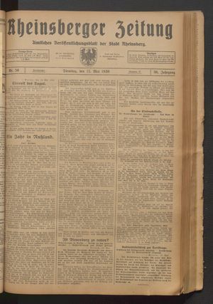 Rheinsberger Zeitung vom 13.05.1930