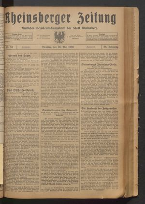 Rheinsberger Zeitung vom 20.05.1930