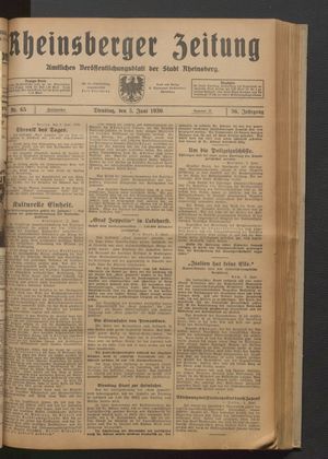 Rheinsberger Zeitung vom 03.06.1930