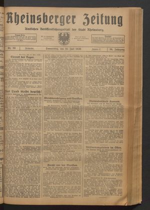 Rheinsberger Zeitung vom 10.07.1930