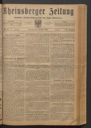 Rheinsberger Zeitung vom 15.07.1930