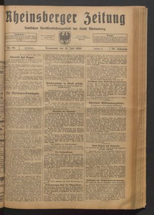 Rheinsberger Zeitung vom 19.07.1930